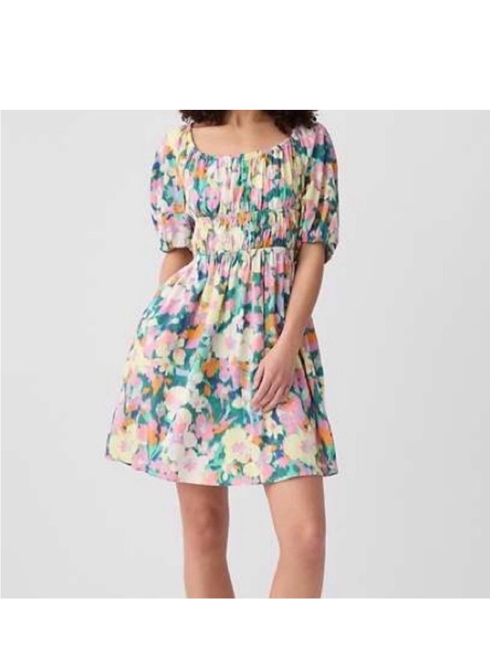 GAP  Floral Puff-Sleeve Dress